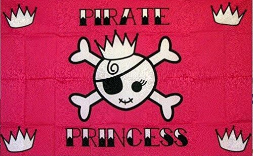 6 ft. ATV Pink Pirate Princess Skull Flag - 1/4" White Pole with Mounting Bolt