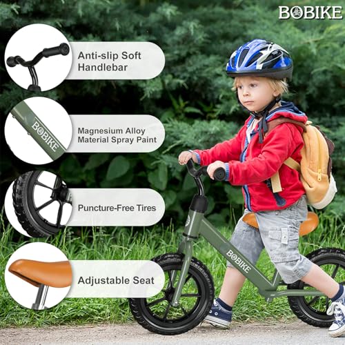 Image of Bobike Toddler Balance Bike Toys for 2 to 5 Year Old Girls Boys Adjustable Seat and Handlebar No-Pedal Training Bike Best Gifts for Kids