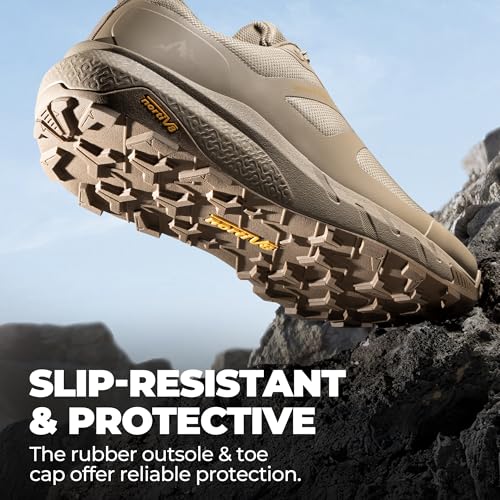NORTIV 8 Men's Waterproof Hiking Shoes Lightweight Trekking Walking Fashion Sneakers with Arch Support for Camping Tennis Outdoor Training StreamRunner,Size 11,Sand,NMUMHI2505