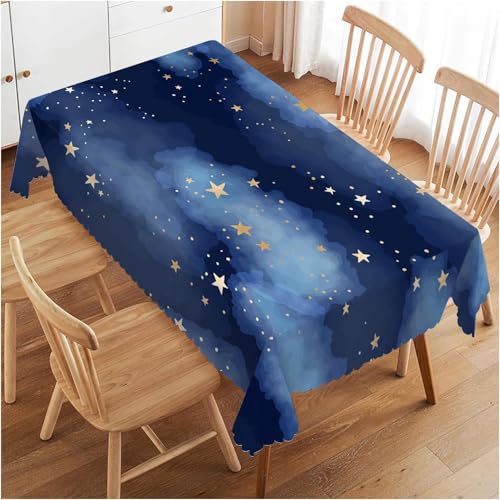 Mantel Mesa Cuadrada 100 x 100 cm - Manteles Impermeables Antimanchas con Estampado de Cielo Nocturno Estrellado, Tela Poliéster Lavable para Mesas Pequeñas, Cocina, Terraza y Exterior C-1255