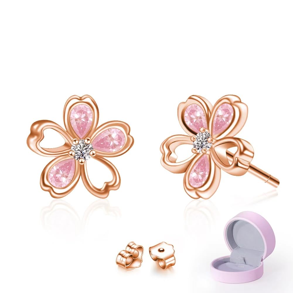 【チョコチップ】ホワイトゴールドピアス+桜ピアス 10K ホワイトゴールド ピアス 6mm - AVALANCHE OFFICIAL STORE