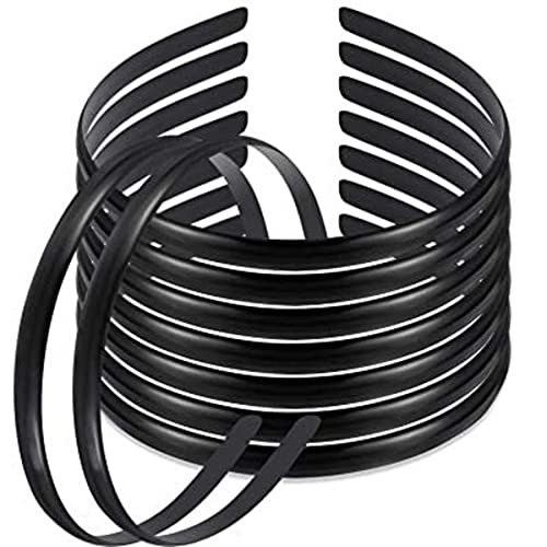 RedChimes Black Simple Fancy 10 mm Plastic Teeth Comb Shine Hair Bands Hair Accessories For Girls and Women (Pack Of 12)