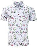 uideazone Golf Shirts for Mens Quick Dry Polo Shirts Floral Golf Short Sleeve Outdoor Sport Performance Tennis Turn Down Top, XX-Large