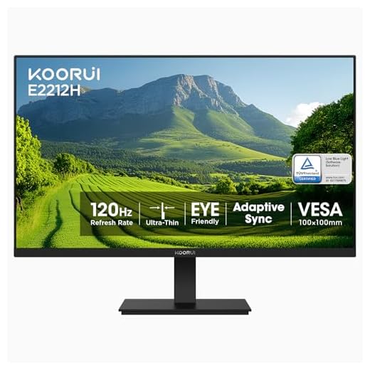 KOORUI 22 Inch Computer Monitor Full HD 1080P 100Hz PC Gaming Screen VA Panel Ultra-Slim Display 3000:1 Contrast Ratio with Adpitive Sync (HDMI/VGA/VESA Compatible 100x100mm/Audio Out), Tilt, Black
