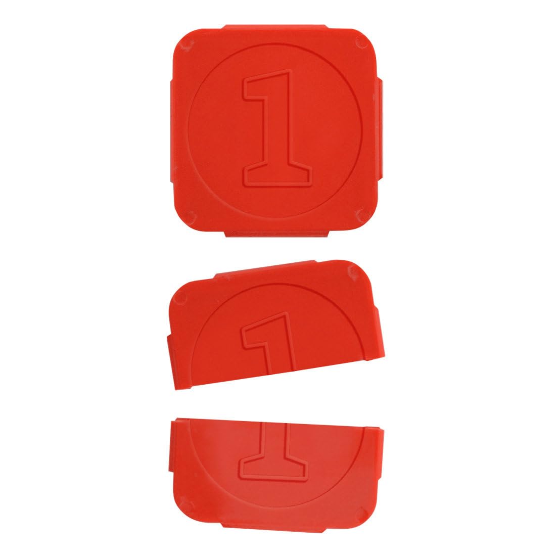 1000 jetons événementiels séparables avec chiffre 1 en relief CombiCraft en rouge en plastique, destiné comme jetons de festival, jetons de consigne ou comme jetons de buvette