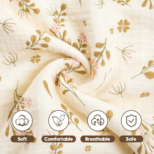 Image of Baby Bath Towel with Hood - 6-Layer Organic Cotton Muslin Hooded Towel, Soft Absorbent Large 25x51 inches for Toddler Baby (Pink, Floral)