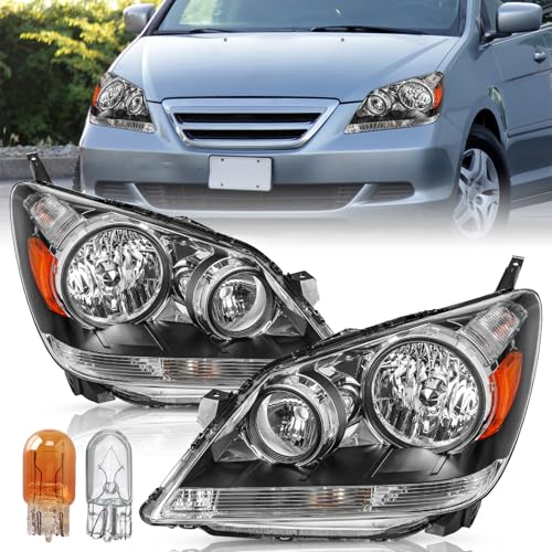 TUSDAR OE Style Headlight Assembly Pair for 2005 2006 2007 2008 2009 2010 Honda Odyssey Factory Halogen Type Headlamp (L+R)