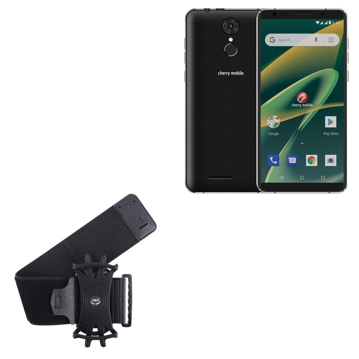 BoxWave Holster Compatible with Cherry Mobile Flare J3 Max - ActiveStretch Sport Armband, Adjustable Armband for Workout and Running - Jet Black