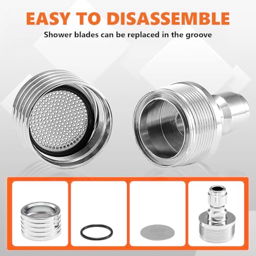 Image of HASTHIP Pressure Washer Nozzle Quick Connect 1 /4'' Stainless Steel Pressure Washer Tip Shower Nozzle, High-Pressure Fan Nozzle for Garden, Car, and Outdoor Surfaces