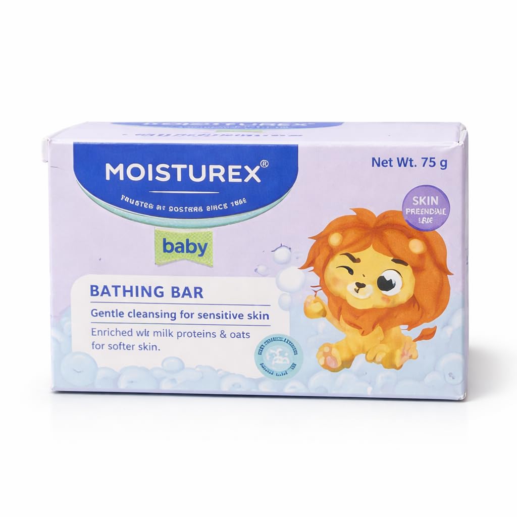 MOISTUREX Baby Bathing Bar 75 g | Gentle Cleansing Bar for Sensitive Baby Skin | Enriched with Milk Proteins & Oats | Skin-Friendly Daily Use Baby Soap-image-31