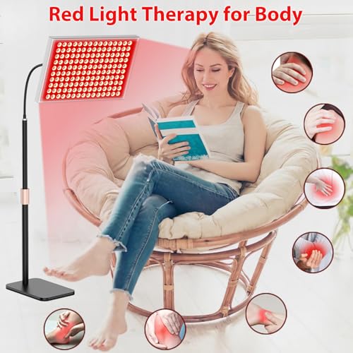 Image of Red Light Therapy for Body: Infrared Light Therapy Panel Lamp with Stand, 660nm Deep Red and 850nm Near Infrared LED Device at Home for Face and Body