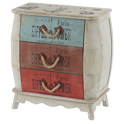 Mendler Commode Leiria Armoire Table d'appoint, Vintage, Shabby Chic, 74x70x36cm