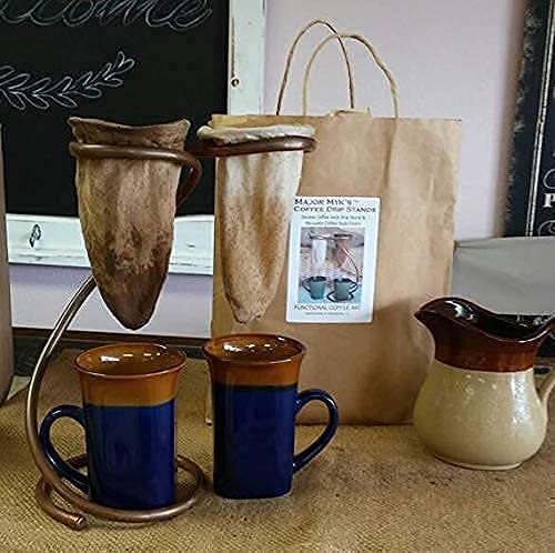 Coffee Sock Pour Over Drip Station, Costa Rican Coffee Maker, Handmade Copper Chorreador DeCafé For 2, Unique Bolista… - Image 9