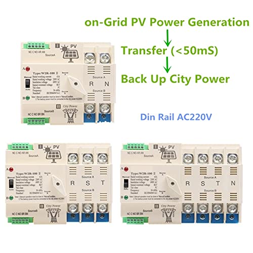 Commutateur de transfert automatique double puissance Rail 4P 100A AC220V