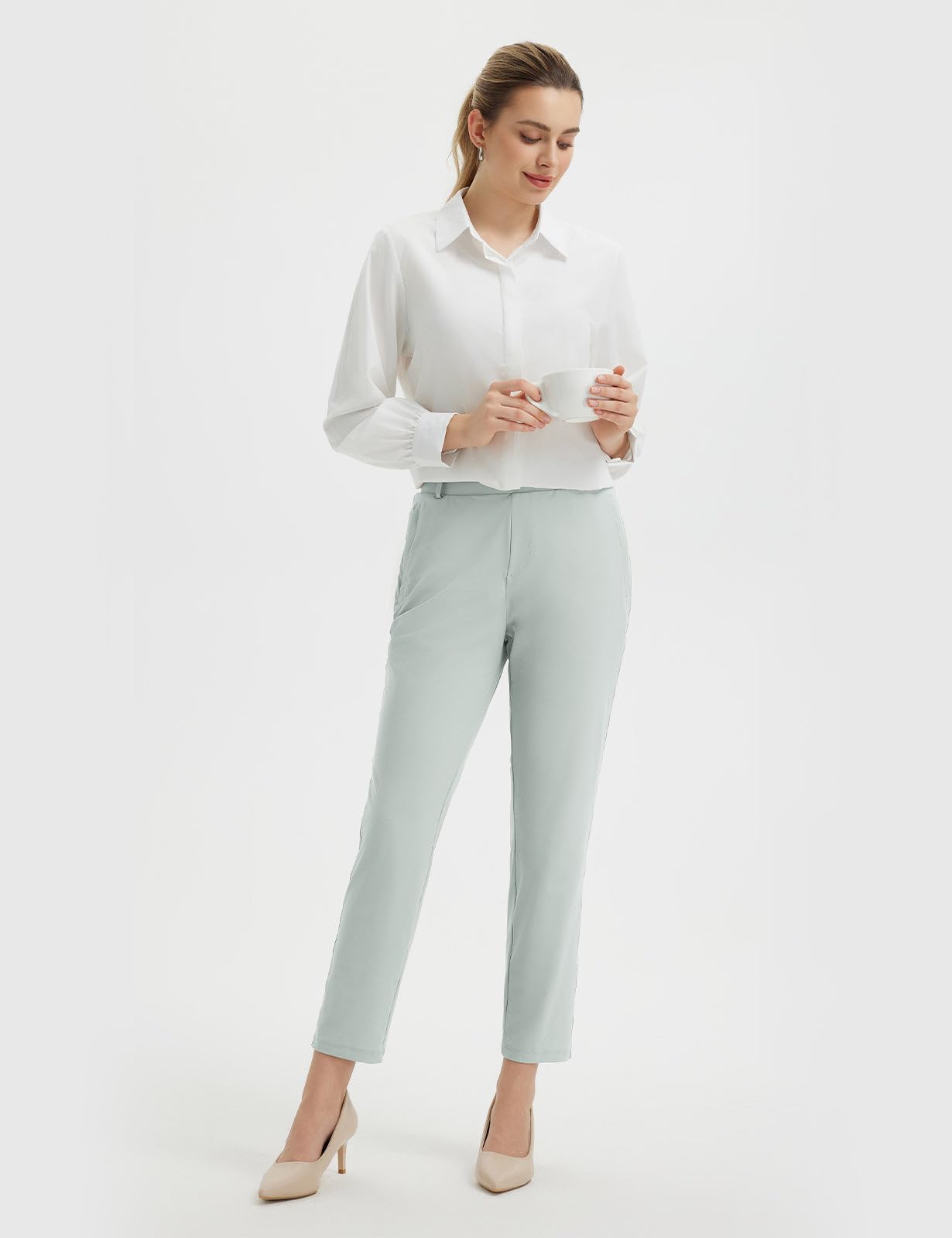 baleaf Damen-Golfhose mit Gürtelschlaufen, Reißverschlusstaschen, Stretch, Reisen, Arbeit, Business, elegant, lässig, LSF 50+