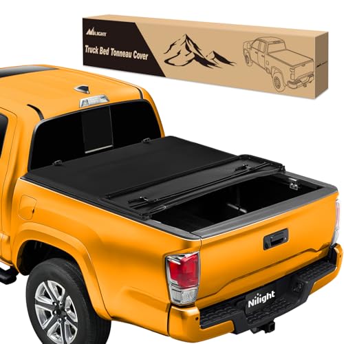 Image of Nilight Soft Tri-Fold Tonneau Cover for Toyota Tacoma 2016-2023 6ft Bed | Fold-Up Truck Bed Cover and Pickup Cargo Cover Compatible with Toyota Tacoma 2016-2023 6ft Bed