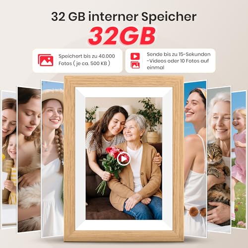 Frameo WLAN Digitaler Bilderrahmen 10,1 Zoll, HD 1280 * 800 IPS Touchscreen Elektronischer FotoRahmen mit 32GB Speicher, Auto Drehung… – Ansicht 5