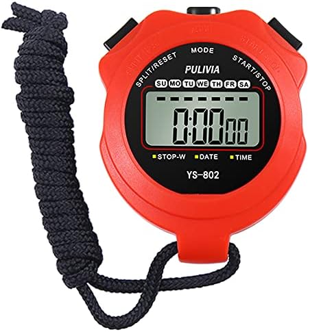 PULIVIA Sports Stopwatch Timer Single Lap Split Digital Stopwatch for Coaches Shockproof Stopwatch Timer for Swimming Running Sport Training, Red