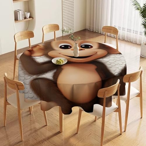Nappe ronde imprimée singe lavable et décorative pour salle à manger - 5