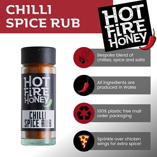 Hot Fire Honey Chilli Spice Rub for Marinades and Pulled Pork, Meat and Vegetable Rub for Barbecue Food, Kebabs and Home Cooking
