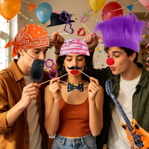61PCS Photo Booth Props Paper Plastic Funny Party Accessories Set by PPXMEEUDC - Used condition - Image 4