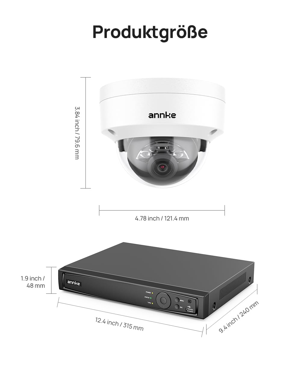 ANNKE 4K PoE Überwachungskamera Set mit 4X IK10 vandalensichere Aussenkameras, Farbnachtsicht, KI Person & Fahrzeugerkennung, 12MP 8CH NVR mit 2TB HDD für 24/7 Aufnahme, IP67