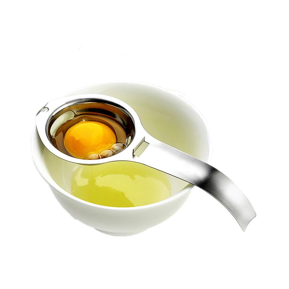 Egg Separator Egg Yolk White Filter Food Grade Egg Divider Stainless Steel Egg Sieve Kitchen Gadget Cooking/Baker Tool Egg Extractor (Silver) (Meidum)