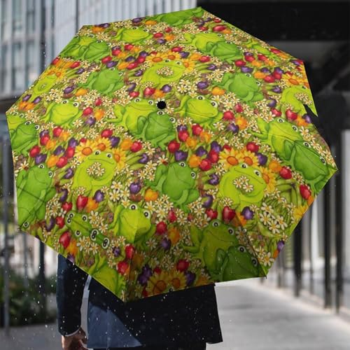 Parapluie pliable grenouille coupe-vent et robuste à ouverture manuelle