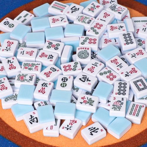 Set de fichas American Mahjong con 166 piezas azules miniatura 5