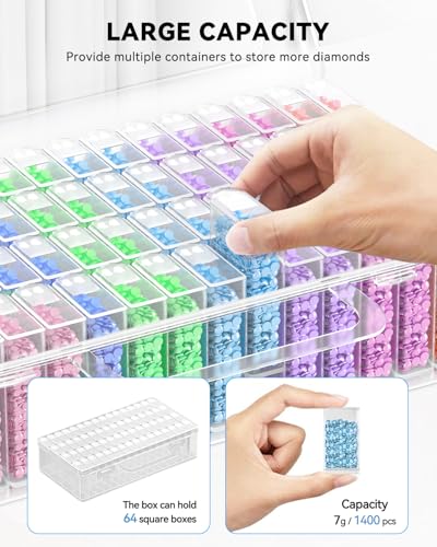 Artdot DBMAIN Diamond Painting Storage Containers, Diamond Art Portable Bead Storage Organizer 64 Gird Diamond Painting Accessories thumb #1