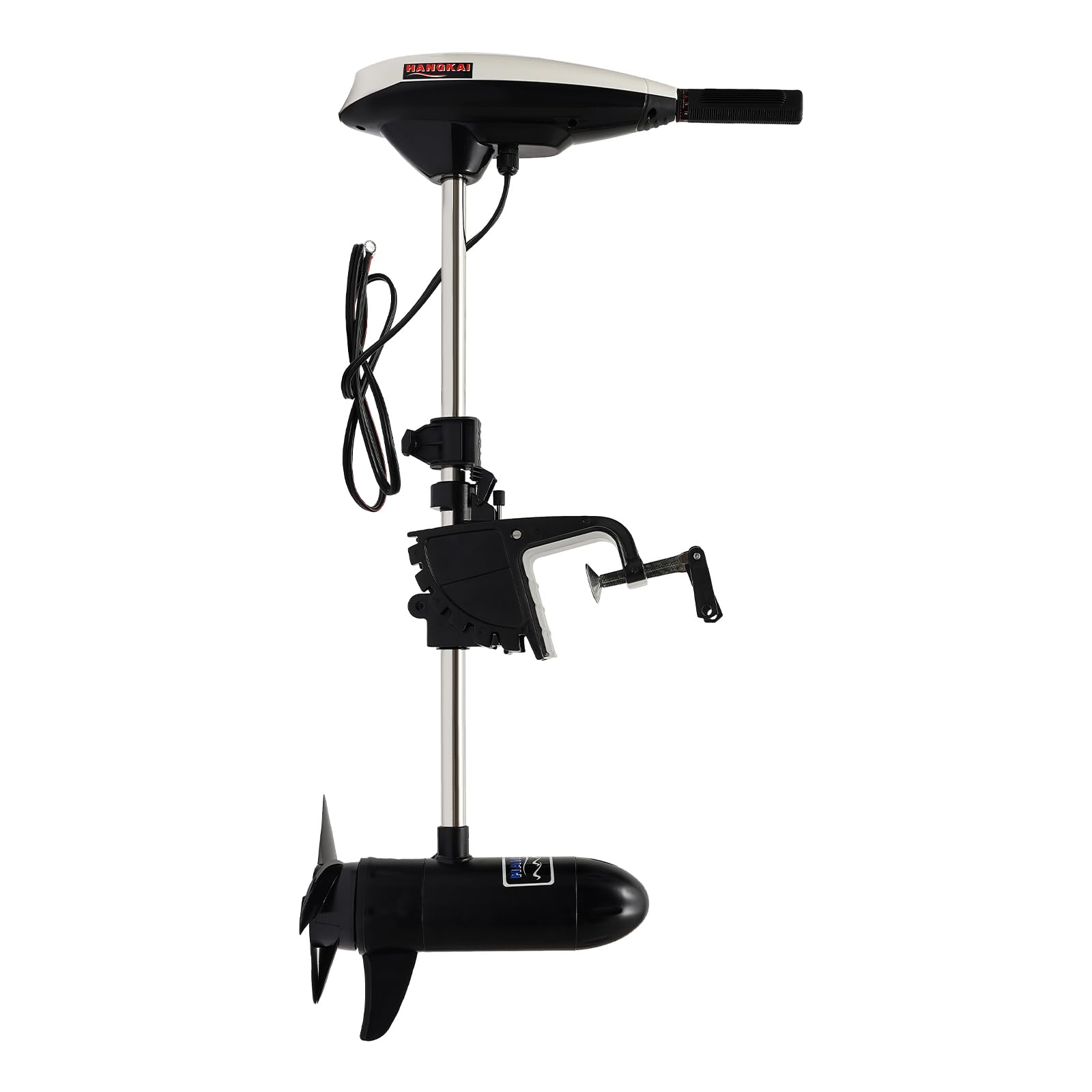 66LB Thrust Electric Outboard Trolling Motor, Transom Mounted Inflatable Fishing Boat Engine Brush Motor, 7 Speed, Telescopic Type Control Handle, 47.22" Shaft
