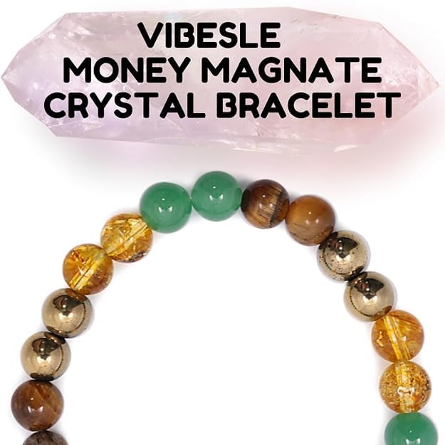 Image of Unisex Money Magnate Crystal Bracelet - Citrine, Tiger Eye, Green Aventurine, Pyrite, Healing Crystals Stone Multi Beads Bracelet, for Wealth, Confidence, Good Luck, and Protection