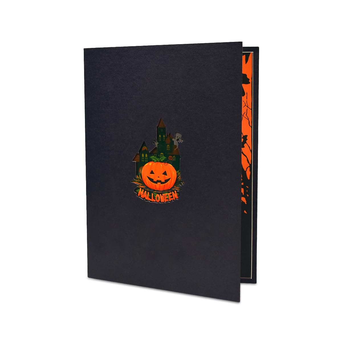 BIGLIETTO DI AUGURI fatto a mano Happy Halloween 3D pop up, spaventoso castello spettrale EUR 7,00 - IT