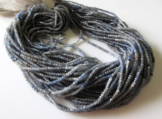 Perles saphir bleu 2mm rondelles naturelles facettées pour création de bijoux DIY