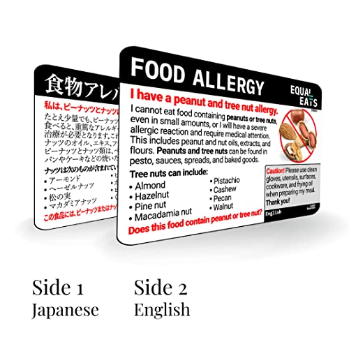 Peanut and Tree Nut Allergy Translation Card Plastic Restaurant