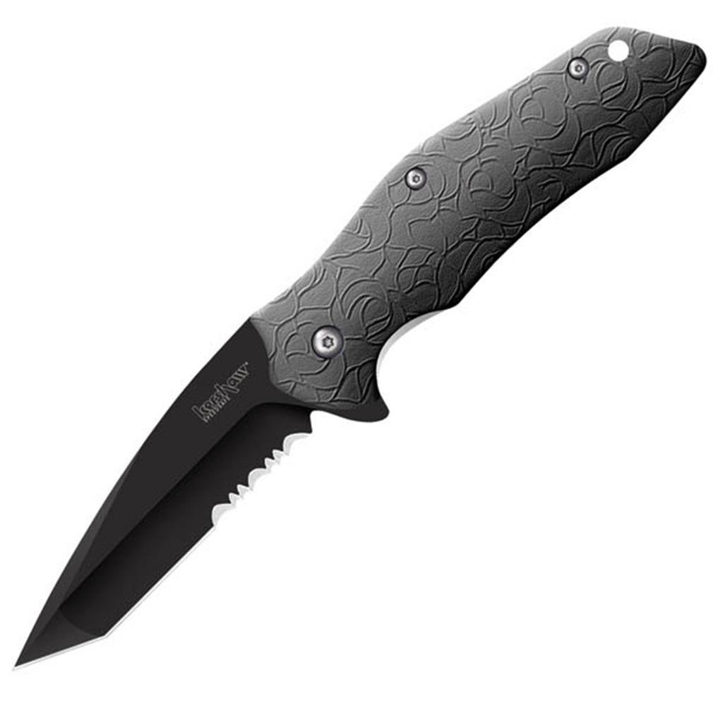 Kershaw 1835TBLKSTX-CLAMPAC Kuro Tanto Black Serrated Knife
