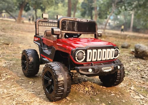 Image of Kawaii Kids Battery Operated Electric Car for Kids Rideon Jeep with Remote Control, USB, Bluetooth and Windshield Lighting, for Kids 1 to 5 Years (Rubicon, Red)