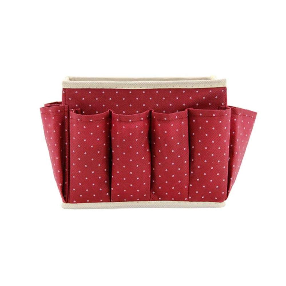 Zipvb Storage Boxes Drawer Organisers Non-woven Fabric Cosmetics Storage Box Sides Attached with Pockets for Desktop Organzing(Wine Red)