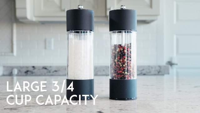 Manual Salt & Pepper Grinder Set - Stainless Steel Adjustable Mill With Glass Body, 2-Pack Kitchen Gift