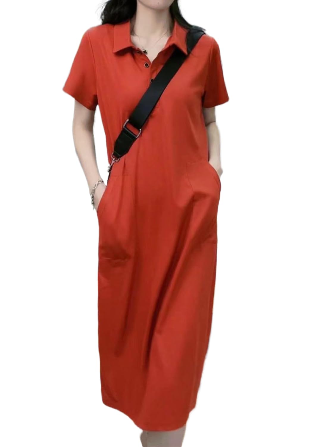 Zeagoo Vestido largo para mujer, camiseta larga, vestido de verano, midi manga corta, vestido largo, vestido casual, S-XXL