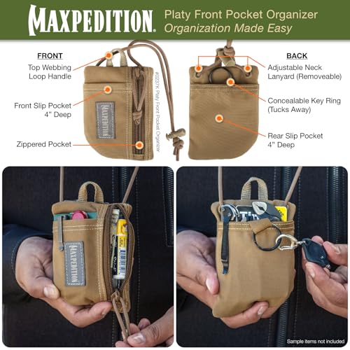 Image of MAXPEDITION Platy Pocket Organizer, Durable EDC Tool Pouch for Men, Neck Wallet with Paracord Lanyard, Holds Flashlight, Multitool, Pen, Notebook