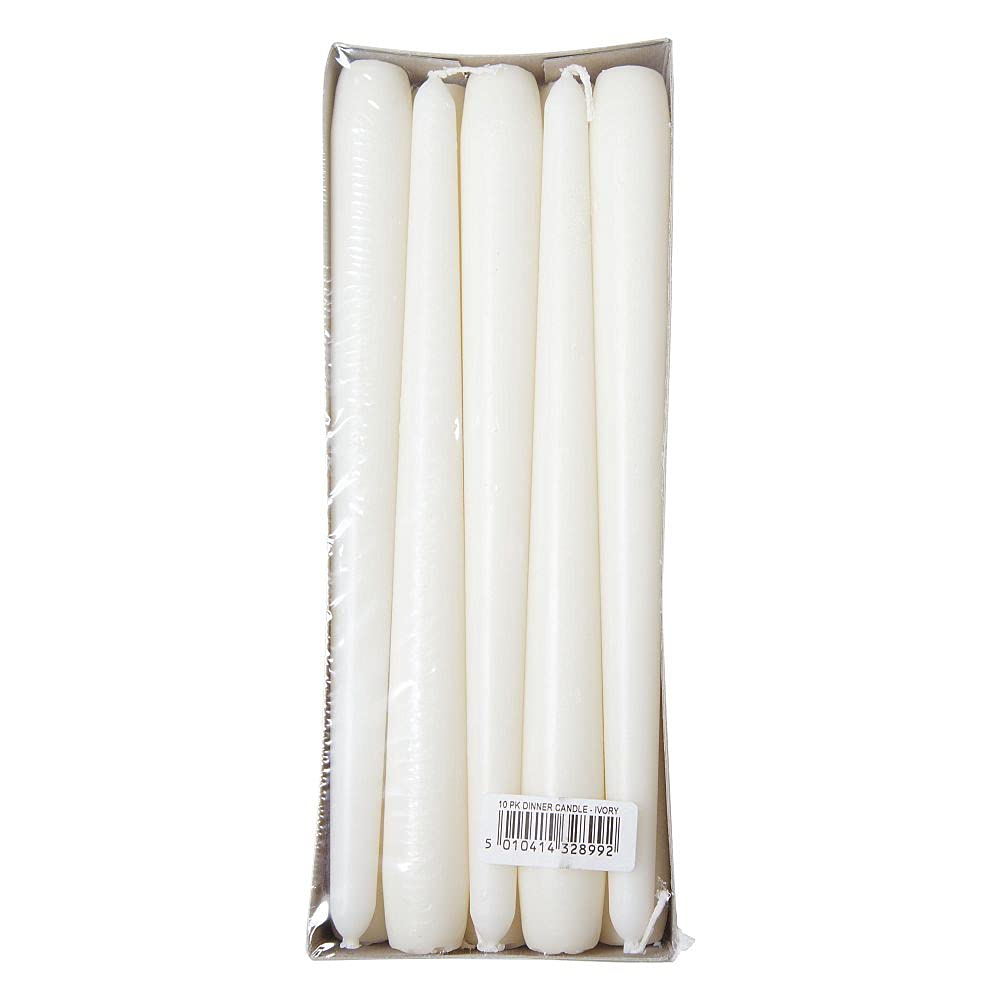 Price's Candles - Ivory Dinner Candles - 10 Pack - Unscented - Slow Burning Candles - Multi-Purpose - Smokeless Candles