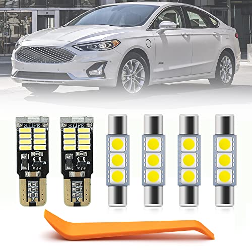 nsautolighting 7pcs LED Interior Lights Bulb Kit for Ford Fusion 2013 2014 2015 2016 2017 2018 2019 2020 Vanity Mirror Trunk Cargo License Plate Lights Interior LED Light Bulbs + Install Tool