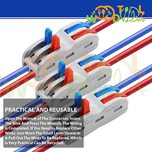Image of 2 to 2 Inline Compact Connectors - Circuit Inline Splices - Wire Terminals - Electrical Connectors - Circuit Terminal Blocks (4pcs, 2 to 2 Inline, Multi)