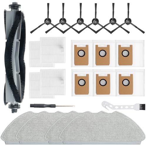 Image of BUXEBUX 23 Pack Replacement Accessories Parts for AIRROBO T20+/T25+/T30+/T25+C Robot Vacuum kit, 1 Main Roller Brush 4 Mop Pads 4 Hepa Filters 6 Side Brushes 6 Dust Bags 1 Clean Tool 1 Screwdriver