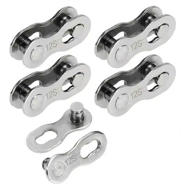 Bike Chain Missing Link for 12 Speed, 5 Pairs, Removable Quick Link for Mountain and Road Bikes, Silver