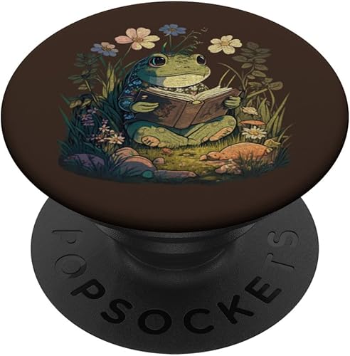 Lindo Cottagecore Estético Rana Libro Lectura Amante Bibliotecario PopSockets Intercambiable PopGrip