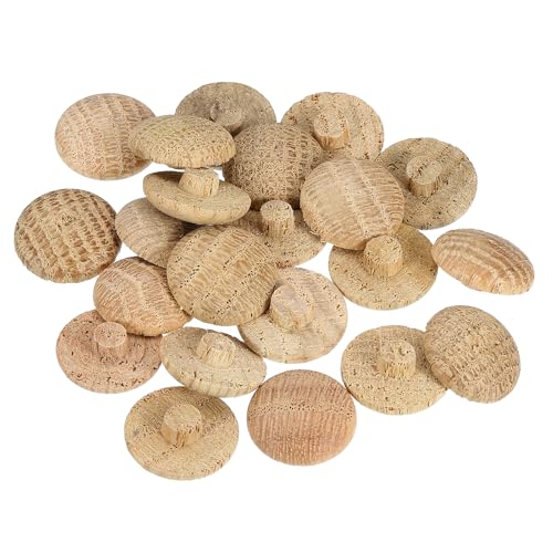 Image of uxcell 20 Pcs 0.28 x 0.79 Inch Wood Hole Plugs, Wooden Screw Hole Cover, Wood Pocket Button Plug for Chair Stair Craft Furniture Woodworking