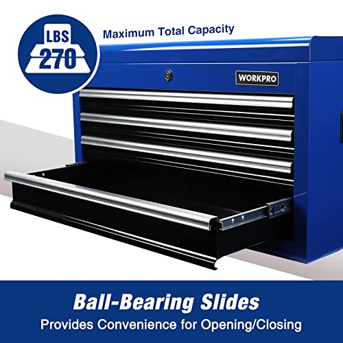 Workpro 4-Drawer Tool Box, 26-Inch Metal Tool Storage Cabinet With Tray, Locking System, Drawer Liner, 270 Lbs Load Capacity, For Diy Projects, Home Improvement, Auto Mechanics #TOP3