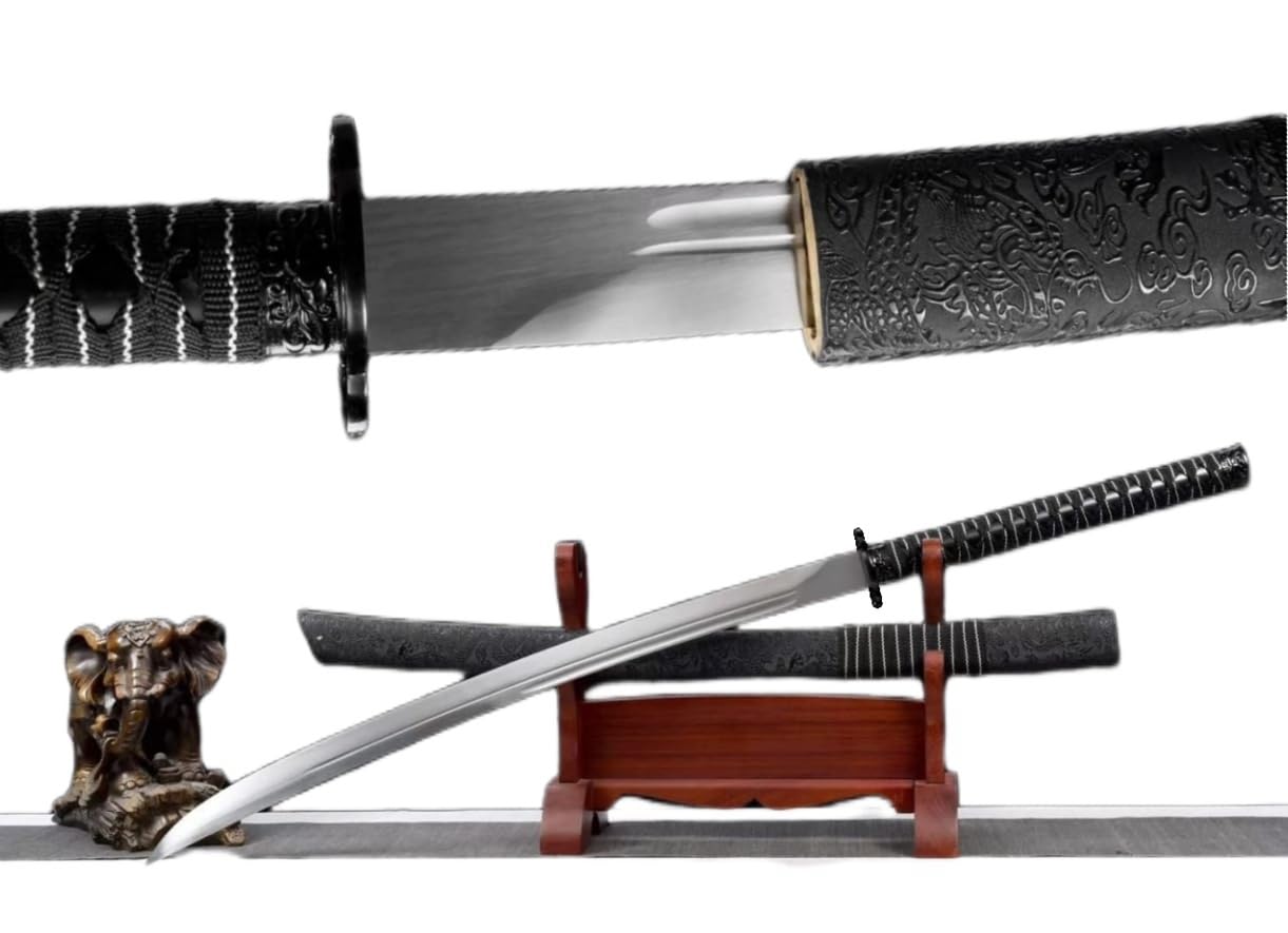 LOONGSWORD,Chinese Sword Zhanmadao Saber Real(Forged High Carbon Steel Blade,Wood Scabbard)